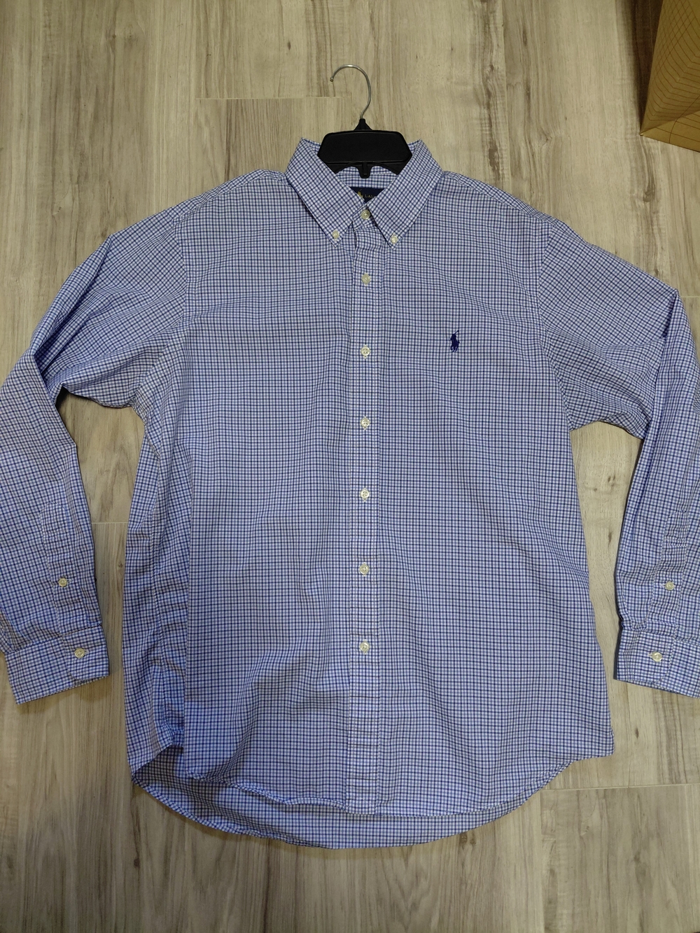 Ralph Lauren Blue Check Button-Down Dress Shirt Size Large